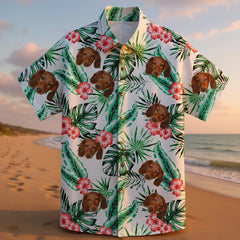Custom Photo Hawaiian Shirt – Personalized Purple Orchid & Lush Jungle Leaf Tee – Unique DIY Exotic Summer Travel Apparel