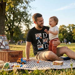 Personalized "DAD" Photo Grid Custom T-Shirt for Dad