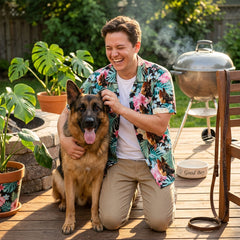 Watercolor Hibiscus & Monstera Black Hawaiian Shirt
