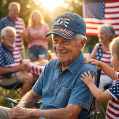 "Best Grandpa Ever" 4 Generations Fist Bump 250th Anniversary Denim Cap