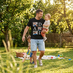 Personalized "DAD" Photo Grid Custom T-Shirt for Dad