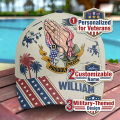 Personalized Veteran "Proudly Served" Name & Rank Baseball Cap