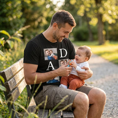 Personalized "DAD" Photo Grid Custom T-Shirt for Dad