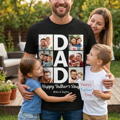 Custom "DAD" Photo Collage Father's Day T-Shirt