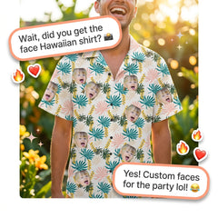 Custom Photo Hawaiian Shirt – Personalized Vibrant Rainbow Floral & Palm Tee – Unique DIY Colorful Aloha Summer Wear