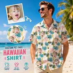 Custom Photo Hawaiian Shirt – Personalized Vibrant Rainbow Floral & Palm Tee – Unique DIY Colorful Aloha Summer Wear