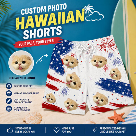 4th of July Patriotic Star Firework Brushstroke Board Shorts