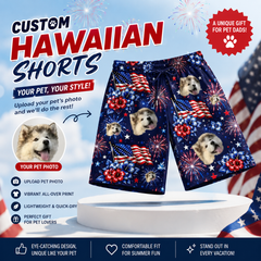 Retro Patriotic USA Flag Star Firework Men's Swim Trunks