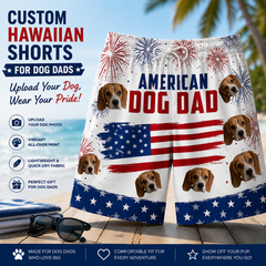 American Dog Dad USA Flag Firework Patriotic Swim Trunks