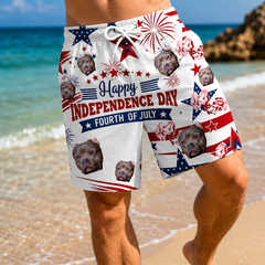 Happy Independence Day 4th of July Firework Star Swim Trunks