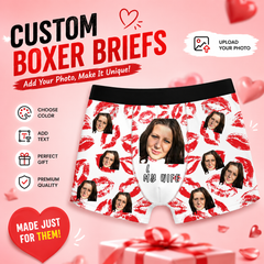 Custom Multi-Photo Grid Boxer Briefs – Personalized All-Over Print Family Picture Men's Underwear – Unique DIY Father's Day or Birthday Gag Gift