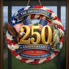 Custom Wood Sign - Personalized America 250th Anniversary Gifts For Mom, Dad, Brother, Sister, Kids - Built On Courage And Hope