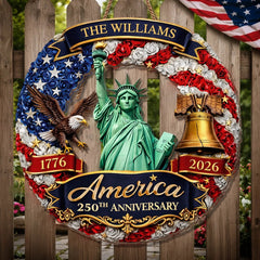 Custom Wood Sign - Personalized America 250th Anniversary Gifts For Mom, Dad, Brother, Sister, Kids - United In Freedom Since 1776