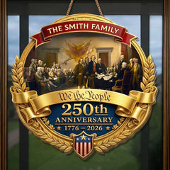 Custom Wood Sign - Personalized America 250th Anniversary Gifts For Mom, Dad, Brother, Sister, Kids - Freedom Shapes Our Journey