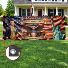 Custom Polyester Outdoor Banner - Personalized America 250th Anniversary Gifts For Mom, Dad, Brother, Sister, Kids - Stars Shine Brighter At 250