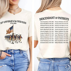 Custom Name 250 Years USA Shirt | Descendant of Patriots Front & Back Shirt | 1776–2026 Patriotic Heritage Tee