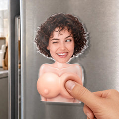 Naughty Gift For Him, Funny Valentine’s Anniversary Gift Upload Face - Personalized Fridge Magnet