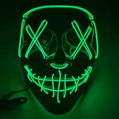 Halloween Purge LED Light Up Mask, Scary X‑Eyes EL Wire Glowing Mask for Cosplay Party Costume