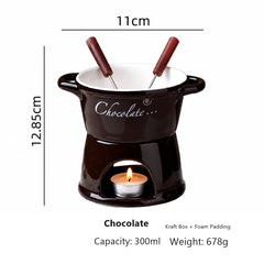 Christmas chocolate melting stove ceramic hot pot cup, double ear melting pot, suitable for cheese, chocolate, cheese, and a gift for holiday parties