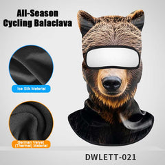 All-Season Cycling Balaclava Face Mask – Breathable Ice Silk & Thermal Velvet Ski Mask, Full Coverage Animal Print Neck Gaiter for Men Women, Motorcycle Helmet Liner for Skiing Riding Hiking