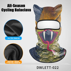 All-Season Cycling Balaclava Face Mask – Breathable Ice Silk & Thermal Velvet Ski Mask, Full Coverage Animal Print Neck Gaiter for Men Women, Motorcycle Helmet Liner for Skiing Riding Hiking