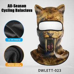 All-Season Cycling Balaclava Face Mask – Breathable Ice Silk & Thermal Velvet Ski Mask, Full Coverage Animal Print Neck Gaiter for Men Women, Motorcycle Helmet Liner for Skiing Riding Hiking