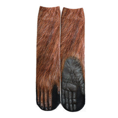 3D Animal Paw Print Socks, Novelty Realistic Animal Feet Crew Socks, Funny Tiger Cat Dog Paw Socks for Halloween Cosplay Party, Prank Gift for Men Women