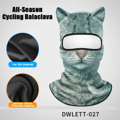 All-Season Cycling Balaclava Face Mask – Breathable Ice Silk & Thermal Velvet Ski Mask, Full Coverage Animal Print Neck Gaiter for Men Women, Motorcycle Helmet Liner for Skiing Riding Hiking