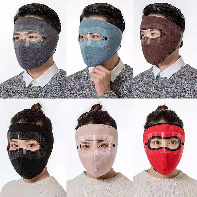 Winter riding mask color options flat lay