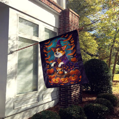 corgi witchy halloween house flag - product photo 2 of 8