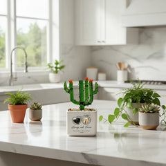 Customized Always and Forever Crystal Glass Cactus Ornament