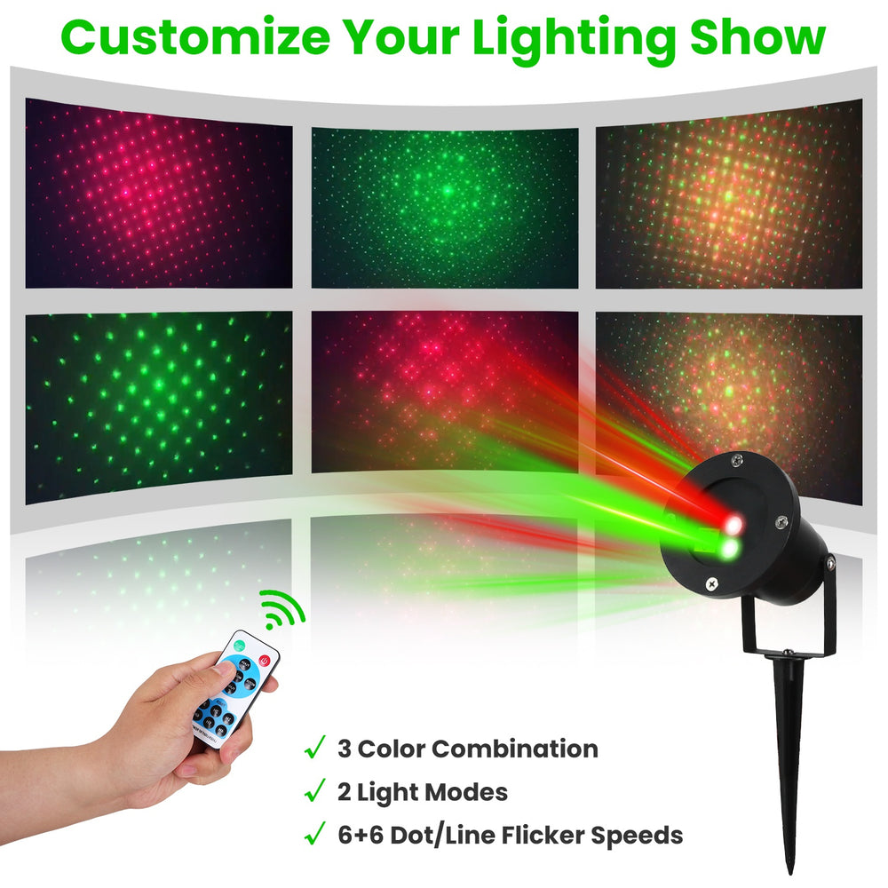 outdoor red and green laser projector light with remote - product photo 7 of 11