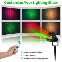 outdoor red and green laser projector light with remote - product photo 7 of 11