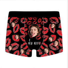 Custom Multi-Photo Grid Boxer Briefs – Personalized All-Over Print Family Picture Men's Underwear – Unique DIY Father's Day or Birthday Gag Gift