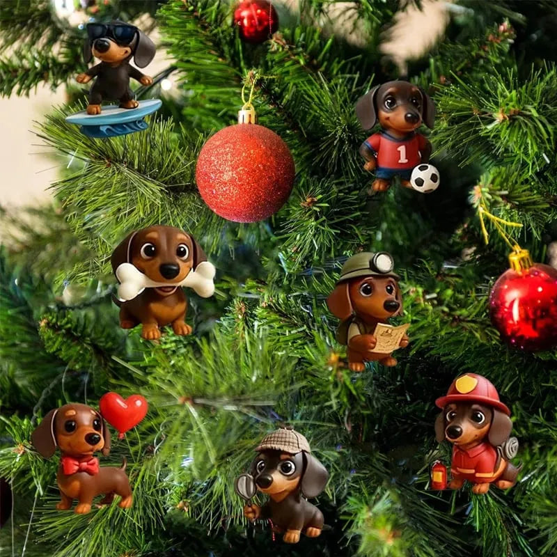 Open advent calendar door revealing a dachshund pup