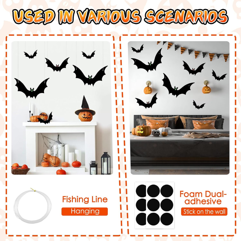 twelve hanging bats in three assorted sizes - product photo 2 of 5