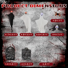 8 piece hanging ghost and cobweb set - product photo 2 of 6