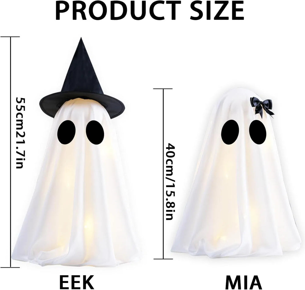 two light-up fabric ghosts in two heights - product photo 9 of 10