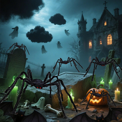6.6 ft furry giant spider with bendable legs - product photo 3 of 7