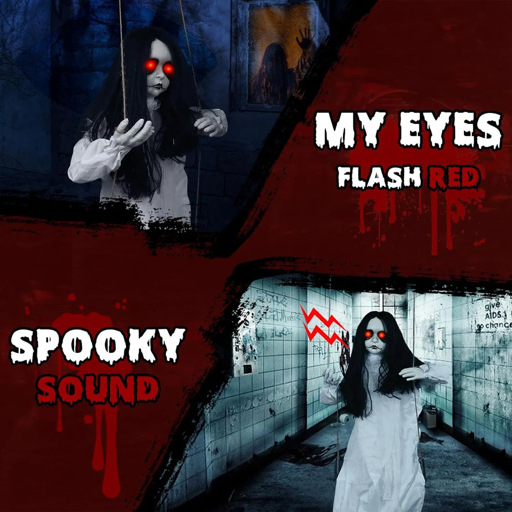45 inch hanging doll that swings, moans and glows red eyes on sound or a slap - product photo 4 of 10