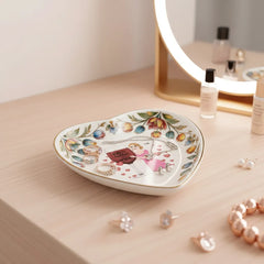 Custom Photo Ceramic Trinket Tray with Colorful Tulip Floral Border-I'm my own valentine