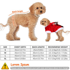 Pet Christmas Clothes Santa Claus Reindeer Antlers Costume Winter Outfit New Year Coat For Small Medium Dogs Cats Available in S/M/L/XL
