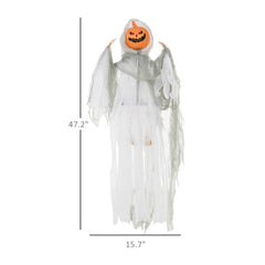 47 inch hanging pumpkin ghost, sound activated with glowing red eyes - product photo 5 of 7