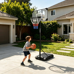 1Set Portable Kids Basketball Hoop With Wheels, Height Adjustable 5.6 To 7ft Basketball Goal System Indoor Outdoor For Kids Teens Adults For Christmas Gift