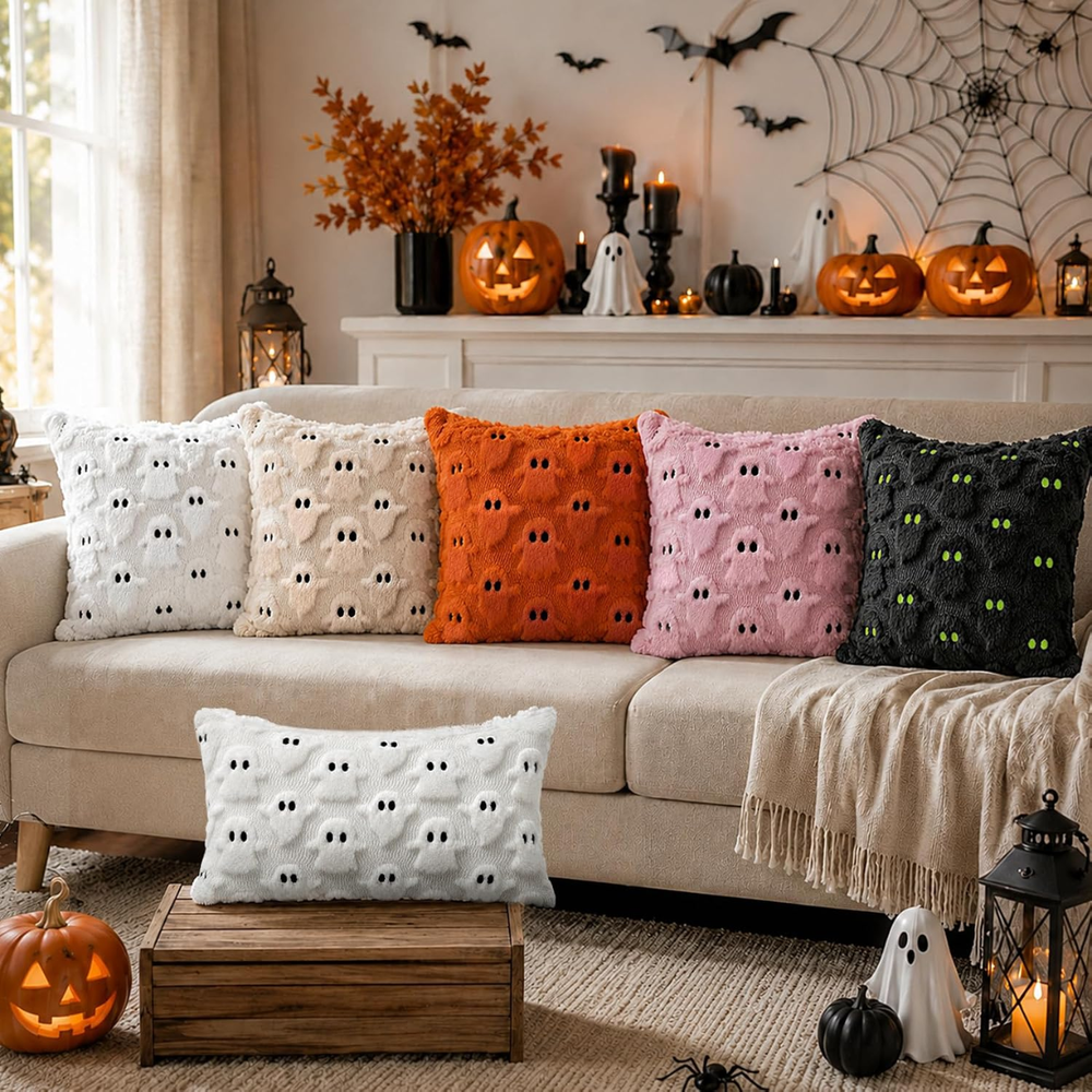 two 18 in ghost throw pillow covers in plush polyester - product photo 5 of 5