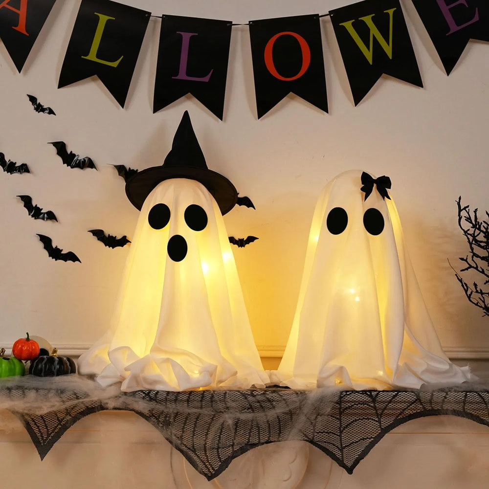 two light-up fabric ghosts in two heights - product photo 4 of 10