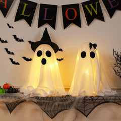 two light-up fabric ghosts in two heights - product photo 4 of 10
