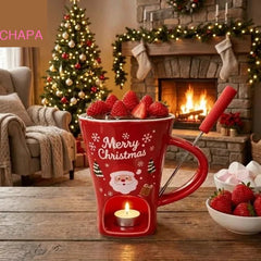 Ceramic Christmas candle holder mug - soft glow holiday home decor