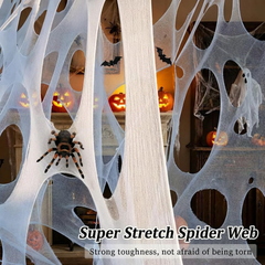450 sq ft stretchable spider web with 10 ground stakes - product photo 4 of 4