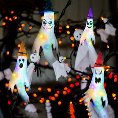 four ghost windsocks with witch hats and LED light strings - product photo 9 of 9